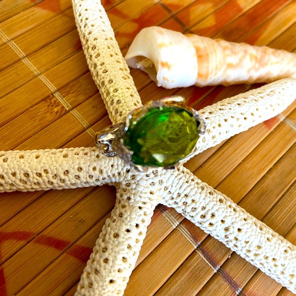 NEW Giant Lab Created Lime Green CZ Mardi Gras Man & Woman RING - Picture 1 of 7